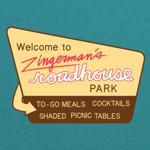 Zingerman's Roadhouse Park T-Shirt Soft Style T-Shirt- Antique Jade Dome $35.00