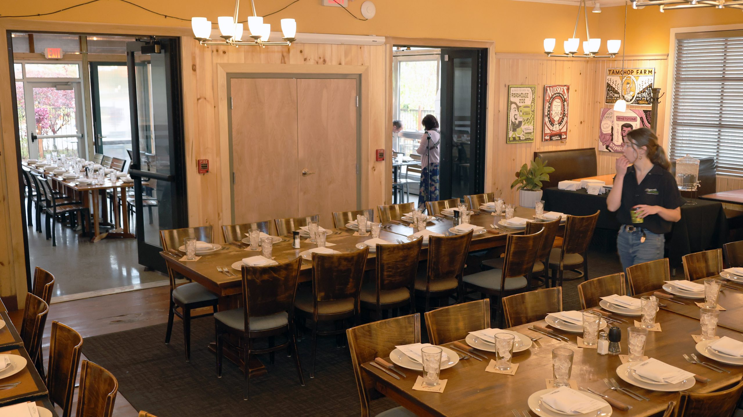 A dining room set up for an event
